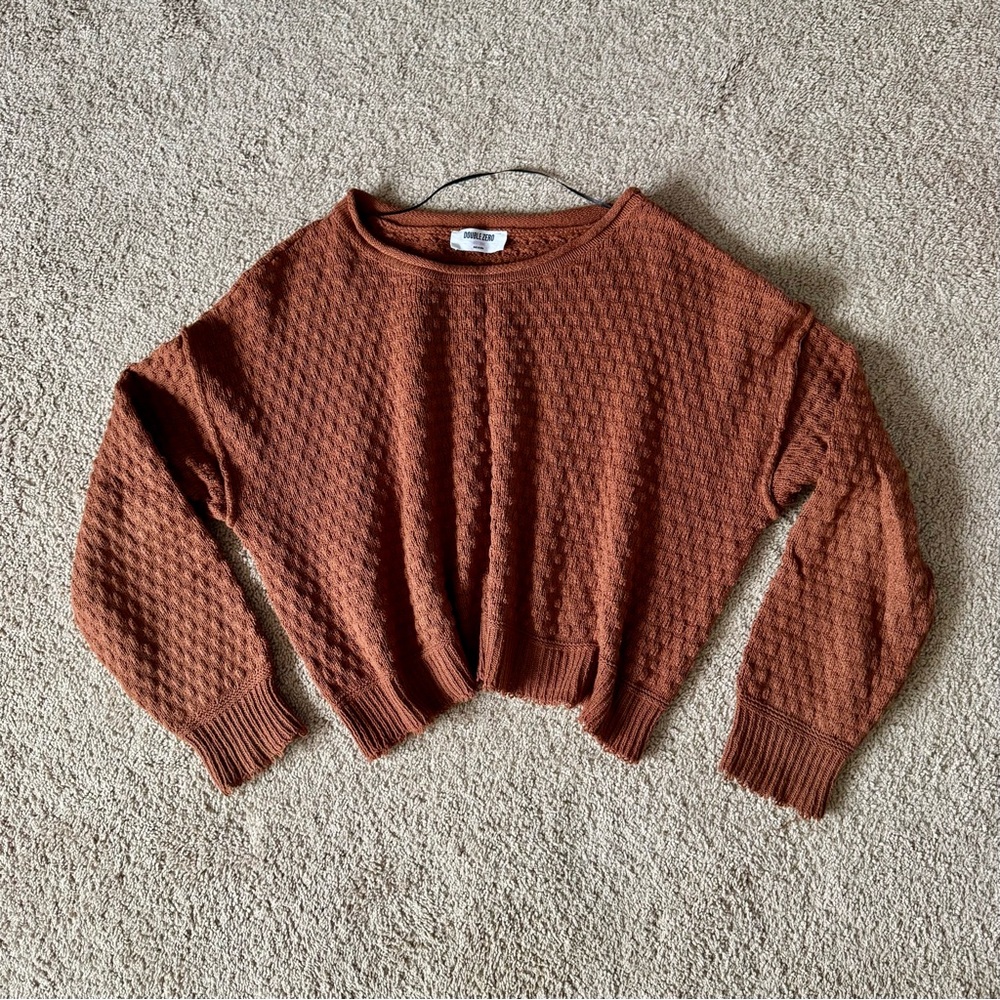 Double Zero Rust Textured Cropped Sweater